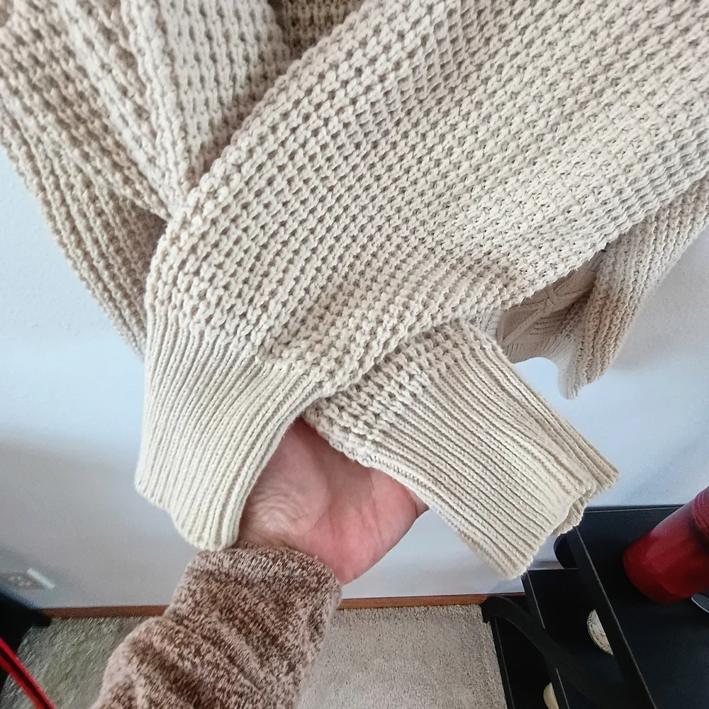 ANA A New Approach Chunky Knit Cardigan Beige Cable Button Front Cozy Oversize - Picture 4 of 10